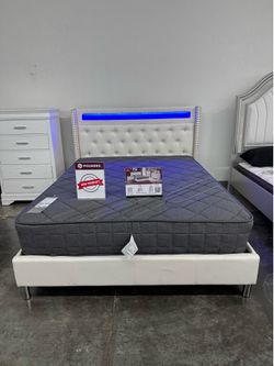 New Queen bed frame with mattress