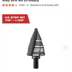 Milwaukee
7/8 in. - 1-3/8 in. #12 Black Oxide Step Drill Bit (5-Steps)