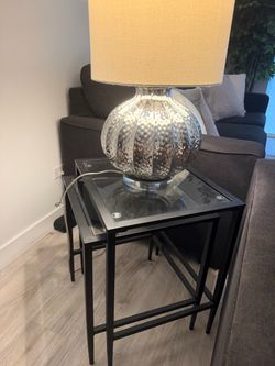 Metal and glass tables set of 2