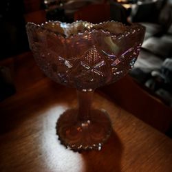 Gold Carnival Glass Compote By Indiana Glass Co 