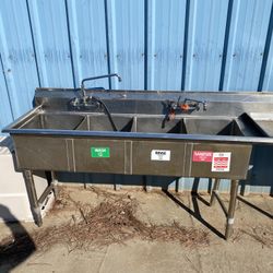Stainless steel 4 tub sink Commercial 