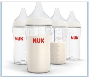Wide Neck Anti-Colic Nursing Bottle, 8.1 oz, 4-Pack Includes 4 M Nipples (3m+): Equipped with 4 natural-feel, medium-flow nipples; features
