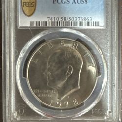 #65 1972-D Eisenhower Dollar – PCGS Certified AU58 