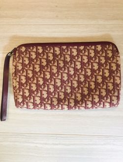 Vintage Christian Dior burgundy monogram clutch bag