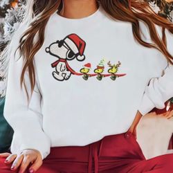 Snoopy Christmas Embroidered crew neck sweater