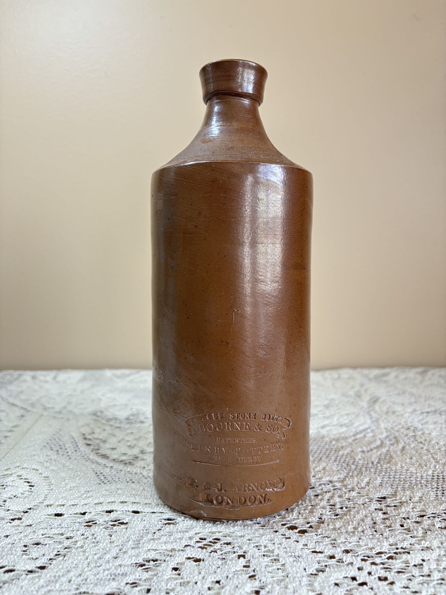Antique Denby Pottery Stoneware Bottle β J. Bourne & Son London