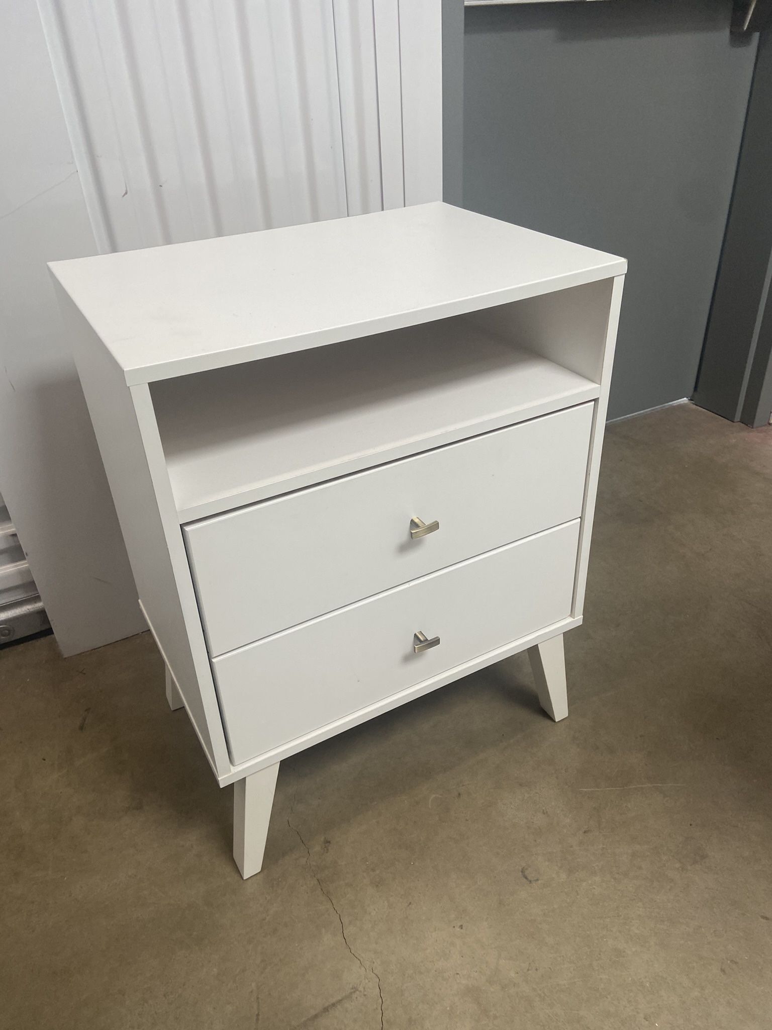 Mid Century Modern White Nightstand