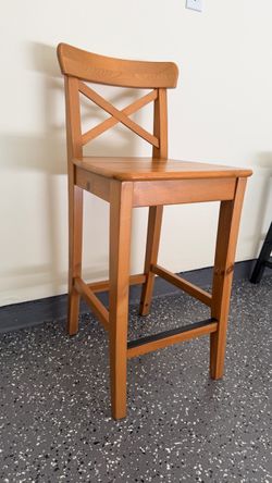 Wooden Bar Stool with Cross-Back