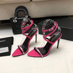 YSL pink high heels