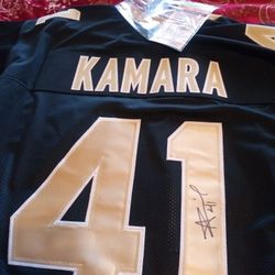Brand New New Orleans Saints " Alvin Kamara " NFL Jersey with Autograph and Certificate of Authenticity.