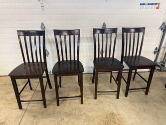 Set of 4 Dark Wood Counter Height Chairs