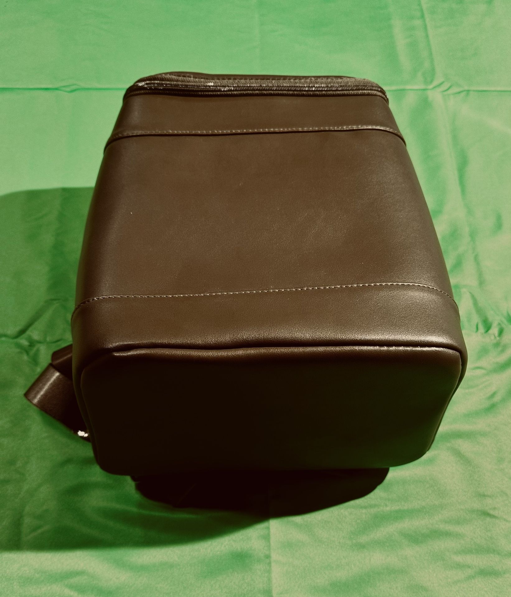 "Brown Faux Leather Cooler Backpack - Insulated, Stylish, & Fits 12 Cans!"