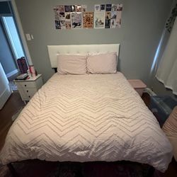 Foldable Bedframe And White Headboard 