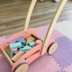 Toddler Push Cart With Blocks 