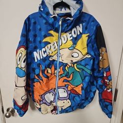 Members Only x Nickelodeon Rugrats Blue Windbreaker Jacket Chuckie Hey Arnold M