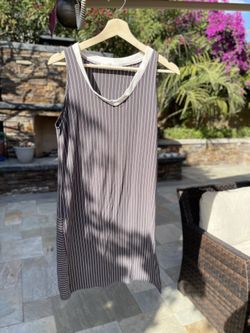 White Striped Gray Dress