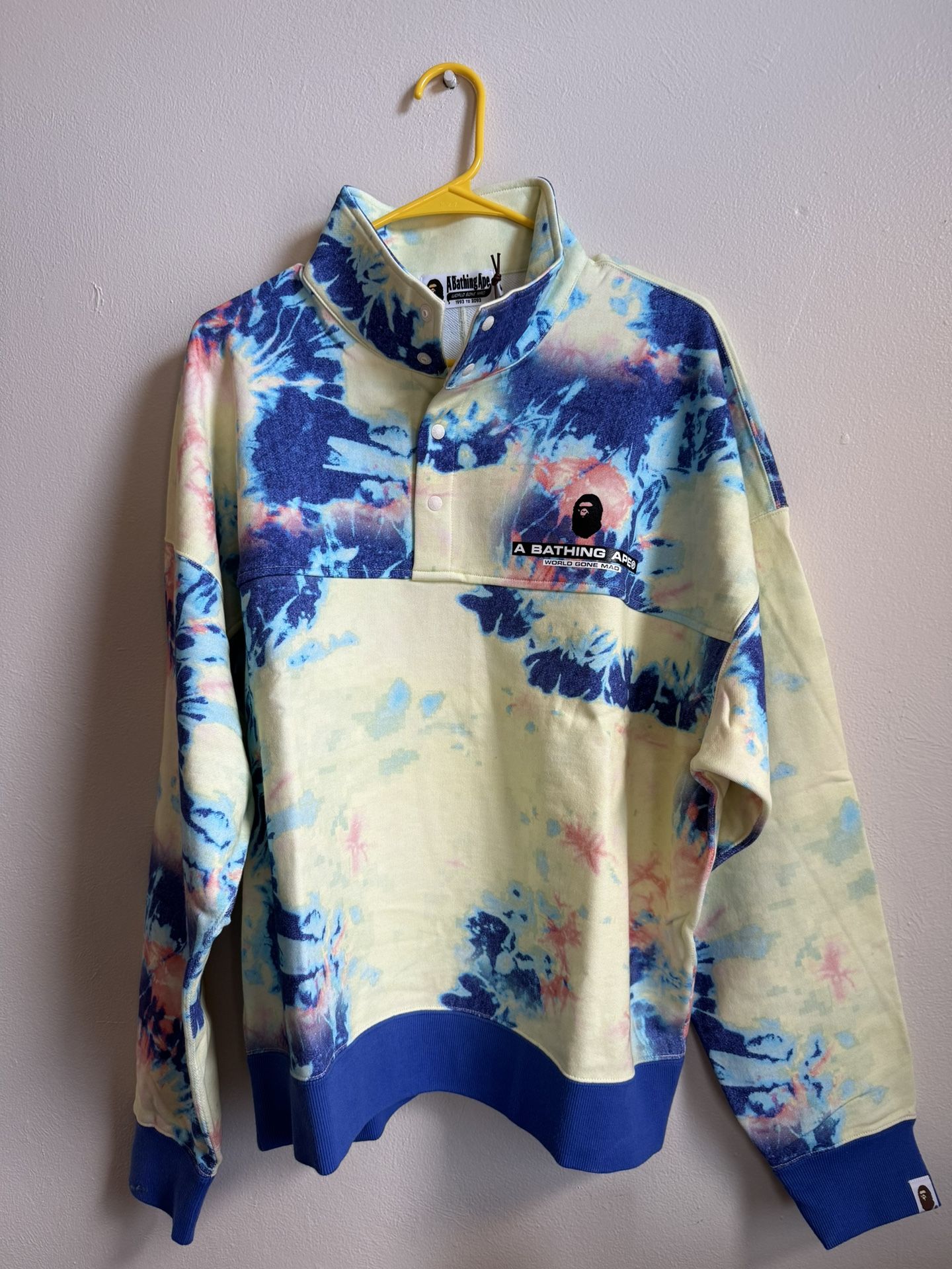 A Bathing Ape Tie Dye Stand Collar Loose Fit Crew Sweat Multi 001SWI301008M loose fit