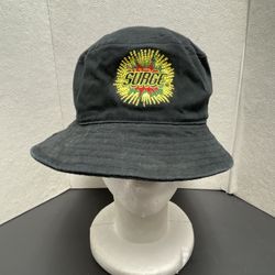 Vintage Surge Bucket Hat 90s Energy Drink Soda Pop Logo Capstone Brand Black