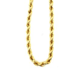 14k Peruvian Yellow Gold Rope Chain Necklace 20 Inch Mens/ Womens