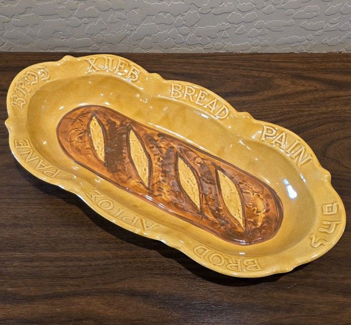 USA Potteries Harvest Gold Large Deep Rectangle Bread Platter Dish