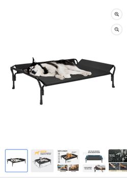 Veehoo Outdoor Elevated Dog Bed Large Sized Dogs, Large Cooling Raised Dog Cots Beds Training Platform Off Ground Hammock with Breathable Mesh, No-Sli