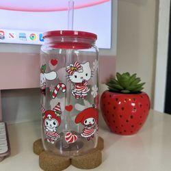 Hello Kitty Christmas Glass Cup