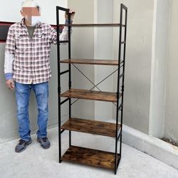 New In Box 24x12x63 Inch Tall 5 Tier Bookshelf Organizer Shelf Rack Laminate Wood Steel Fram Organizer 