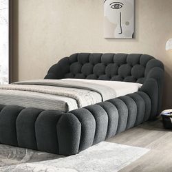 New King Size Bubble Bed - Black Boucle Bed King - Free Delivery ✅