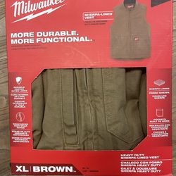 Milwaukee Heavy Duty Sherpa Lined Vest Brown XL
