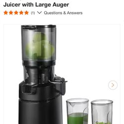 250 W 68 oz. Black Masticating Juicer with 5.8 in. Extra Wide Feed Chute, 55RPM Slow Cold Press Juicer with Large Auger 