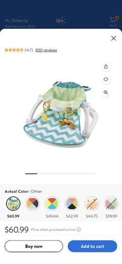 Fisher-Price Sit-Me-up Floor Seat Portable Infant Chair with 2 Toys, Citrus Frog, Multicolor, Unisex