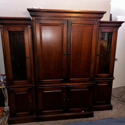 Solid Cherry Wood Hutch With 2side Cabinets 