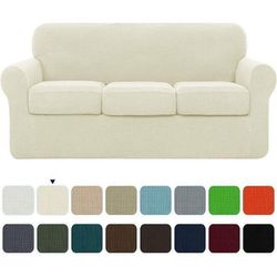 4-Piece Sofa Cover, Separate Cushion- Ivory - Auction Lot Closing @10:00am Wednesday (5/8)