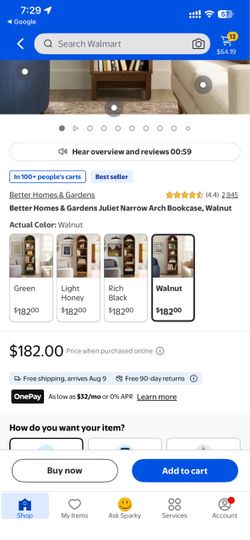 Better Homes & Gardens Juliet Narrow Arch Bookcase, rich black