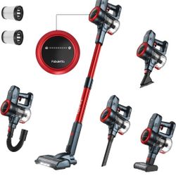 Fabuletta 10-in-1 Cordless Vacuum Cleaner - 24Kpa 250W Brushless Motor Stick Vacuum, Up to 45 Mins Max Runtime Detachable Battery, Led Display, Lightw