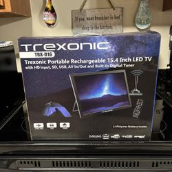 Trexonic - Portable Rechargeable 15.4 Inch LED TV with HDMI, SD/MMC, USB, AV In/Out and Built-in Digital Tuner - Black