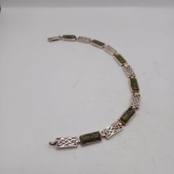 Sterling silver Connemara Marble Celtic Link Bracelet 