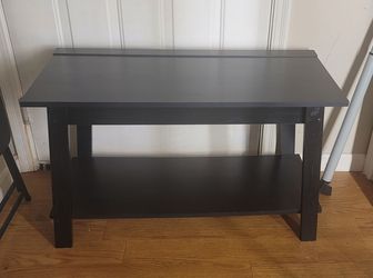 Black Wood TV Stand with Bottom Shelf