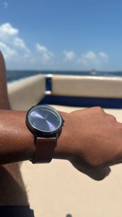 Dark Face Watch with Brown Leather Band 