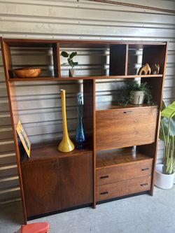 Mid Century Walnut Wall Unit Room Divider