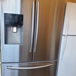 SAMSUNG FRENCH DOOR STAINLESS STEEL WORKING PERFECT EVERYTHING ICE MAKER AND WATER DISPENSER 