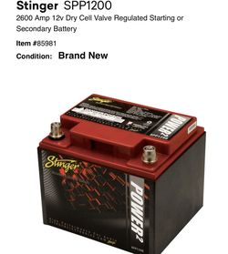Stinger SPP1200 Car Audio battery 