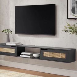 New Boho Black Extra Large 70” Floating TV Stand