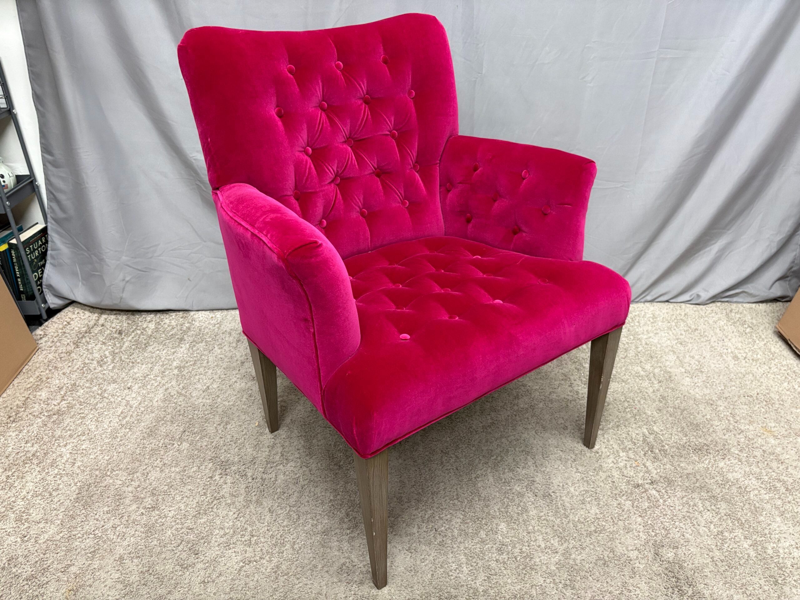 CALICO CORNERS Fuschia Custom Tufted Accent Chair