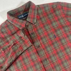 Ralph Lauren Men’s XL Red Green Plaid Custom Fit Long Sleeve Button Down Shirt