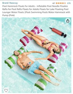 Water Hammock Pool Float 2 Pack With Pump Green And Pink Adult