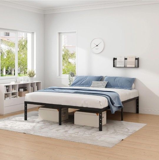 Metal Bed Frame,Queen Size w/ Storage Space,Heavy Duty Sturdy & Easy Assembly