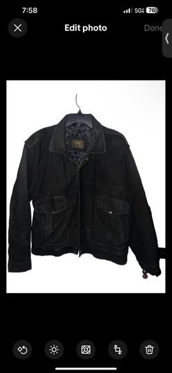  Unisex Pony Leather Jacket Black Size XL? Vintage Pockets Full Zipper 