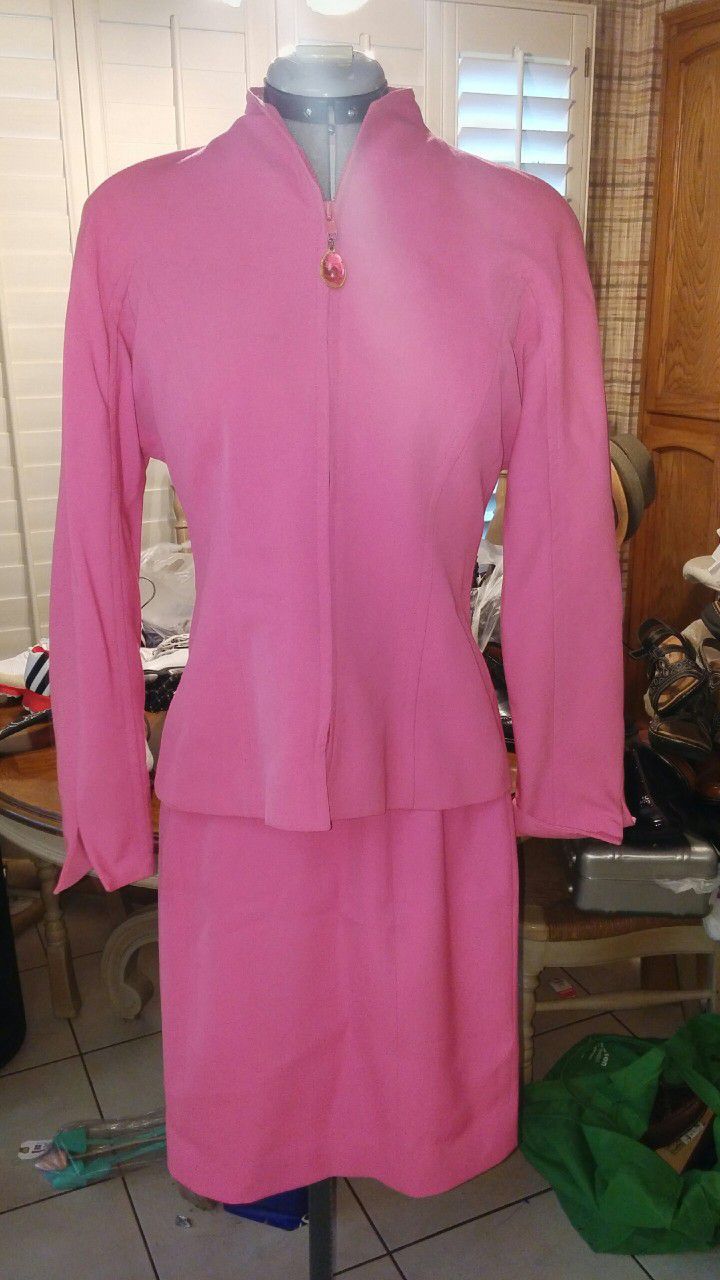 Vintage Christian Dior Pink Skirt Suit