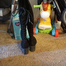 Women Hugh Knee Black Boots Size 8 5